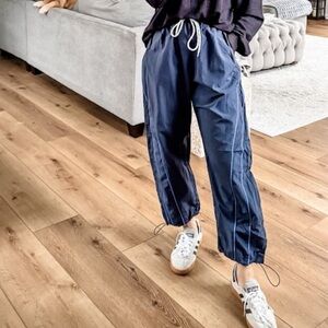 Navy light weight joggers, track pants with drawstring elastic waist and pockets